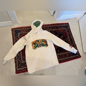 Scotch & Soda Cream Hoodie with Leaf and Logo Design